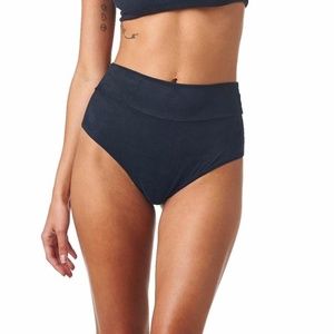 Montce Black Faux Suede High Rise Bikini Bottom M